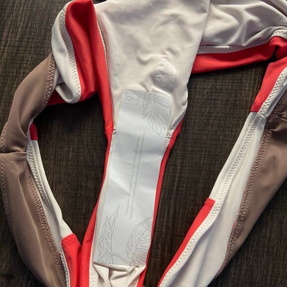 Prana Baja Bound Summer Wave Swim Bottom Women's M Rose Fire Colorblock Sporty - Picture 7 of 7